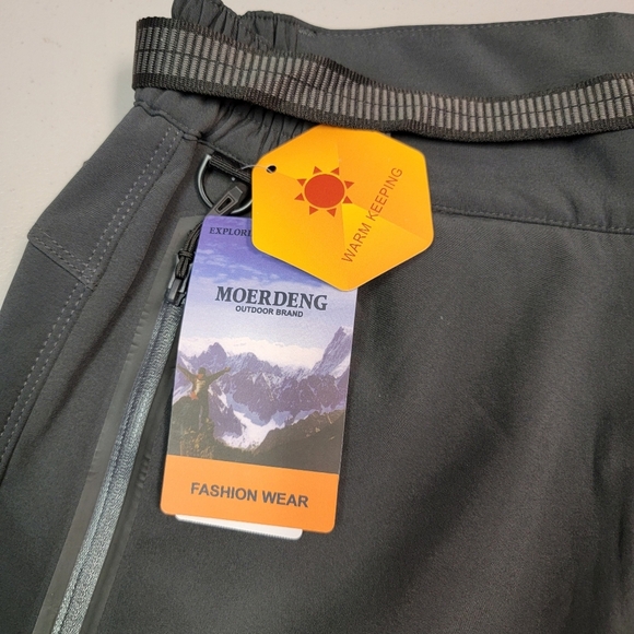 Moerdeng Men's Soft Shell Water Proof Outdoor Wear Pants Dark Grey Size M - Picture 4 of 8